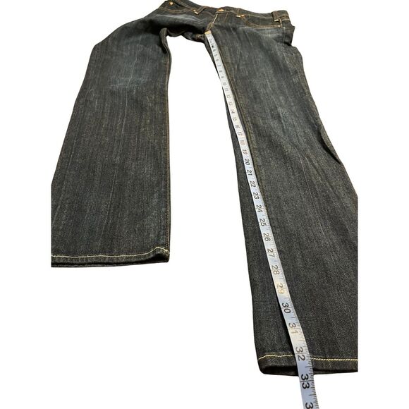 Vigoss Jeans Womens 3/4 27 Blue Dark Wash Distressed Stretch Embroidered - Picture 2 of 12